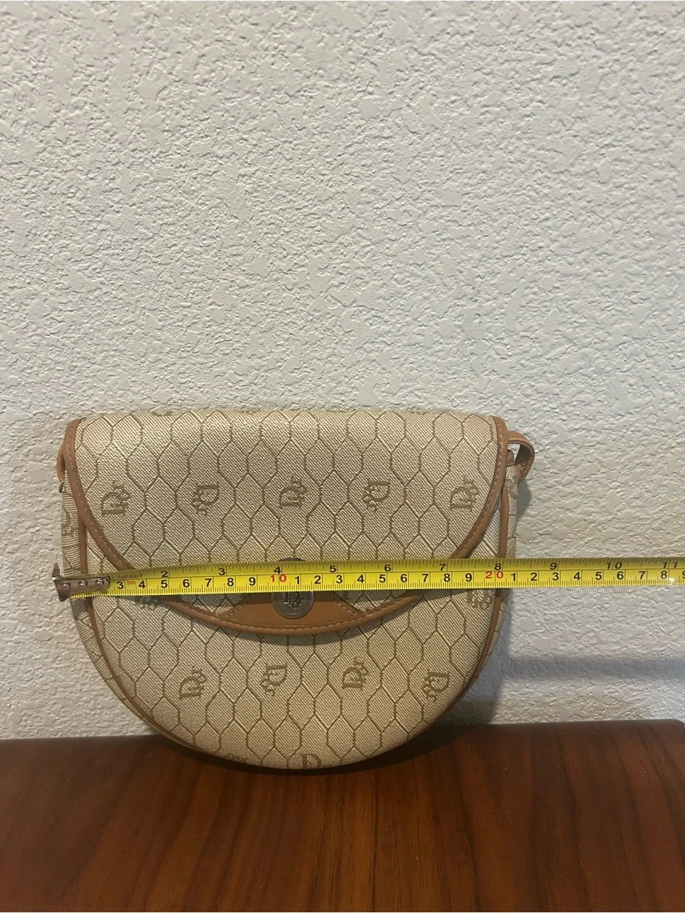 Christian Dior Honeycomb Cream and Tan Monogram Crossbody Bag